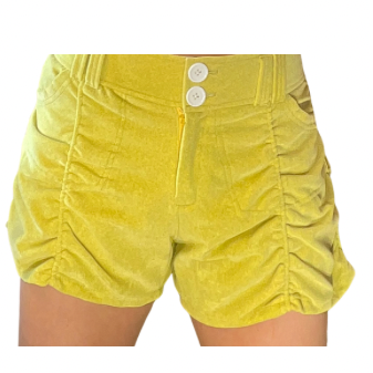 Jenny Shorts in Chartreuse Velvet