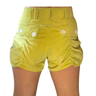 Jenny Shorts in Chartreuse Velvet